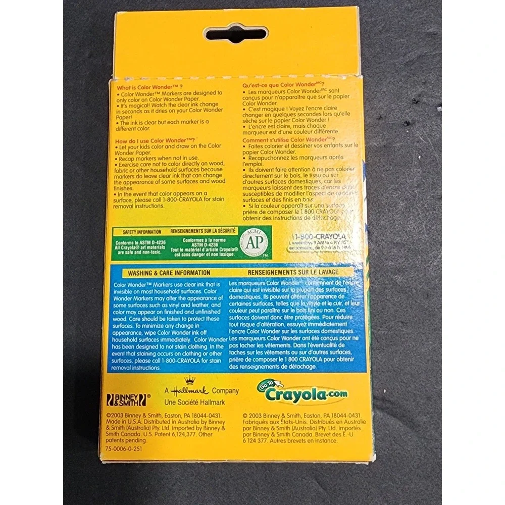 Crayola Color Wonder Markers Mess Free 6 Pack Non-Toxic 2003 Binney & Smith VNTG